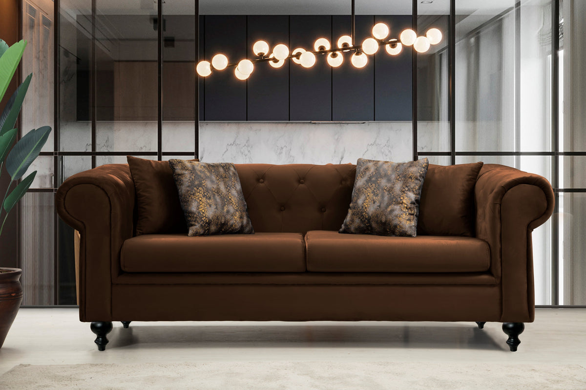 Icarus Brown Velvet  Sofa & Love Seat