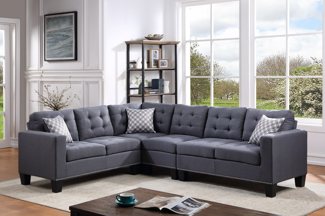 Logan Grey Fabric Reversible Sectional