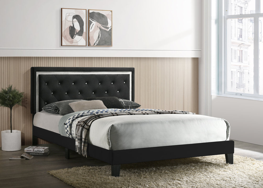 Passion Black Velvet King  Platform Bed 