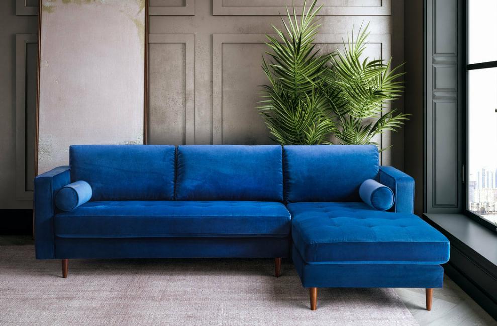 Roxy Blue Velvet RAF Sectional