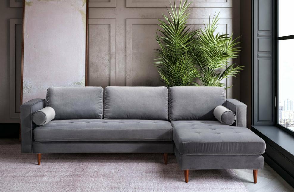 Roxy Grey Velvet RAF Sectional