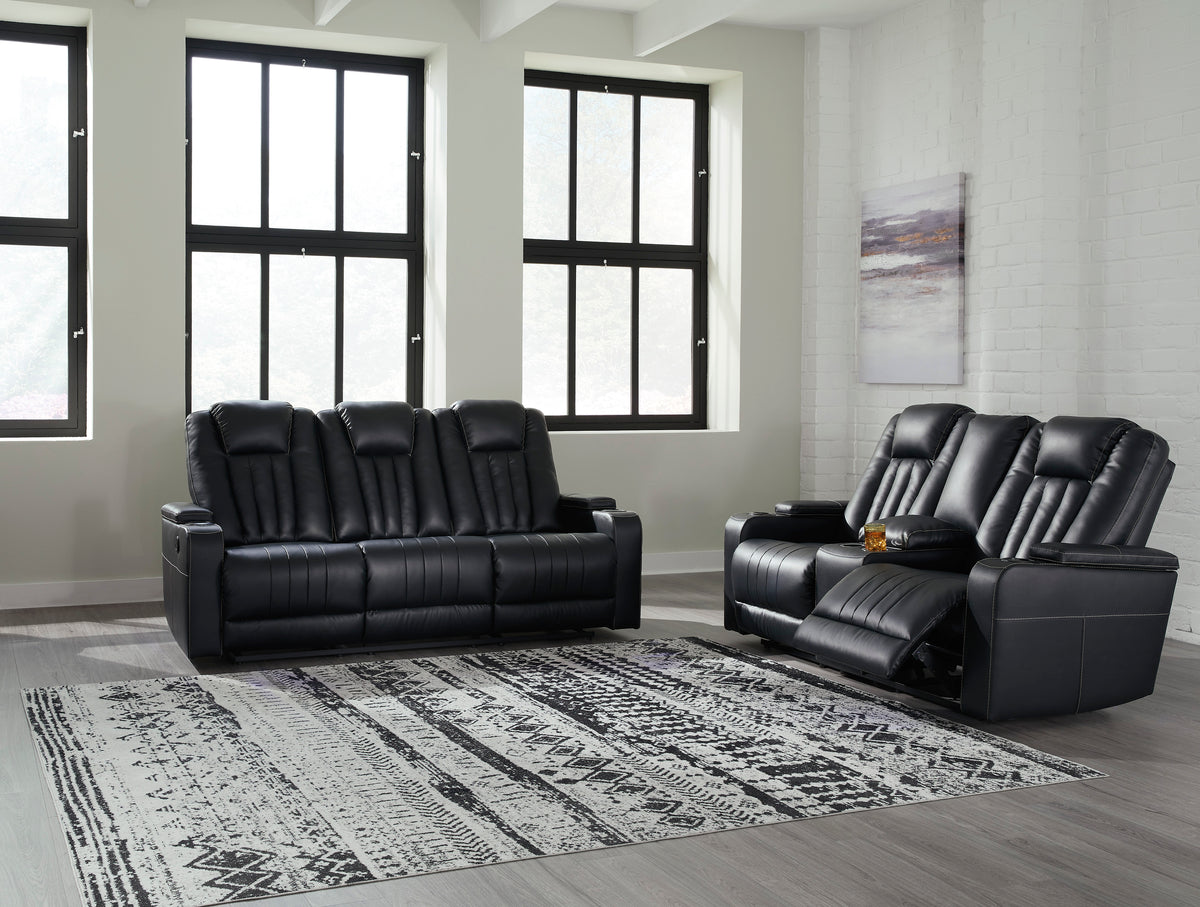 Center Point Black POWER/LED Sofa and Loveseat 24004