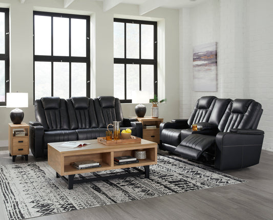 Center Point Black POWER/LED Sofa and Loveseat 24004