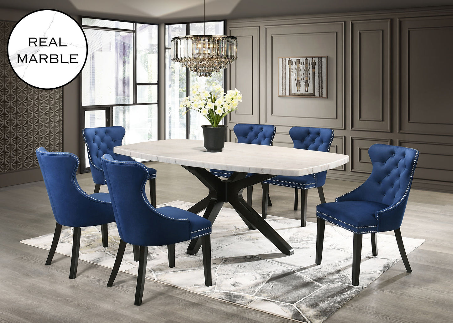 Bolivar Blue (GENUINE MARBLE) Dining Set