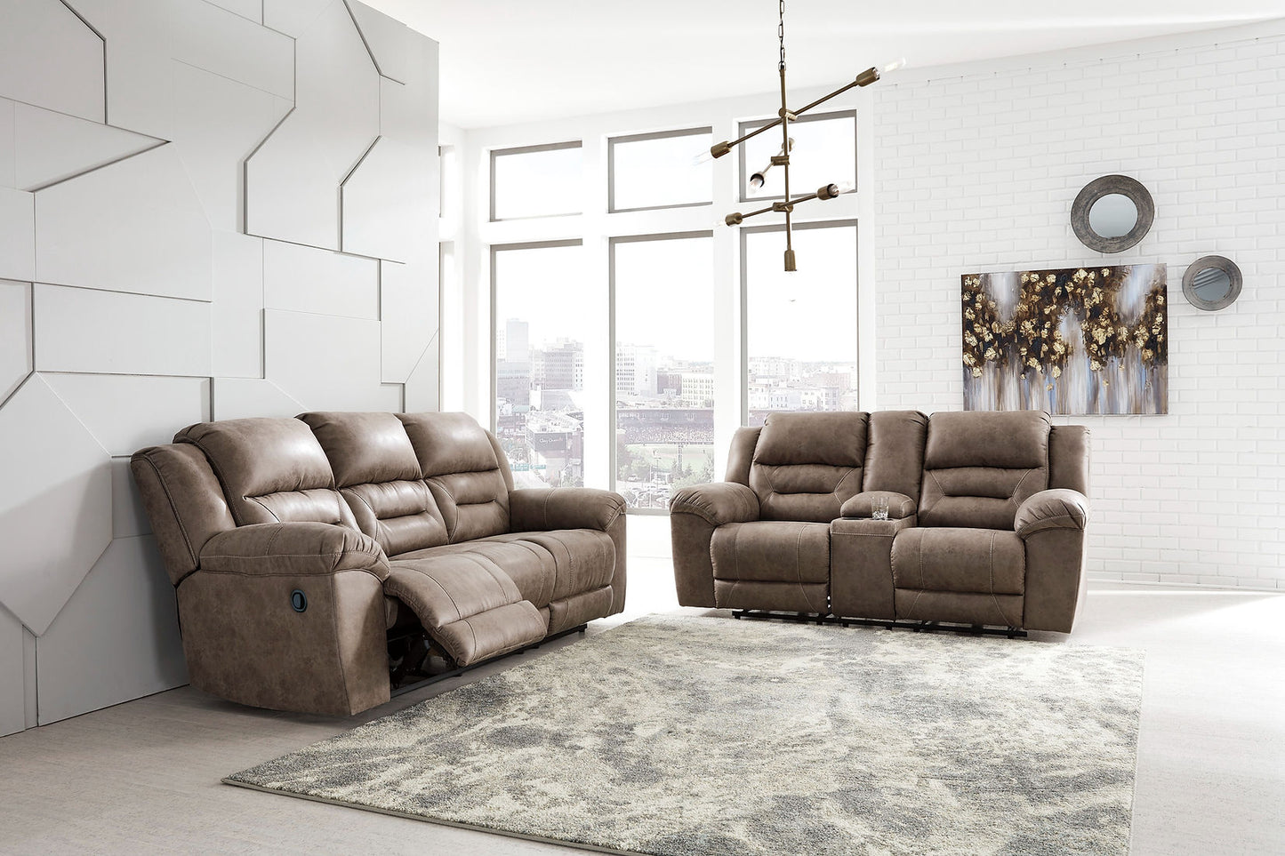 Stoneland Fossil Reclining Sofa and Loveseat 39905