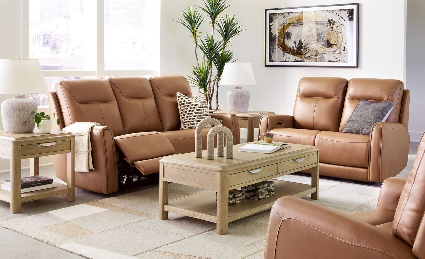 Tryanny Butterscotch GENUINE LEATHER/POWER Sofa & Loveseat U93704