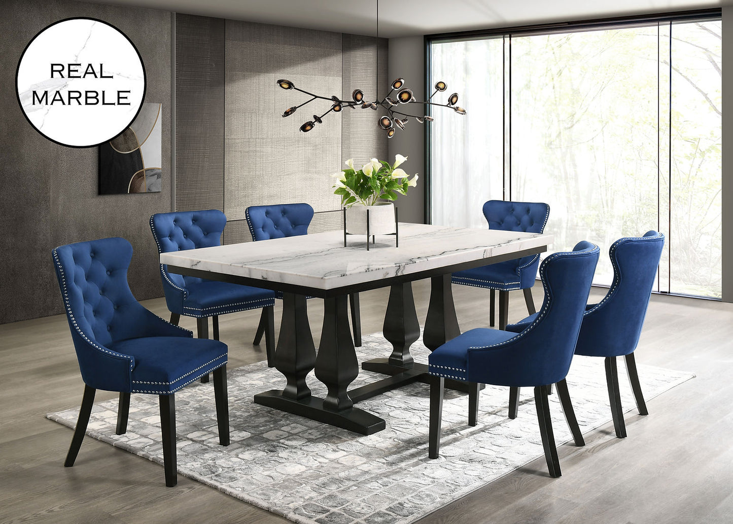 Paro Blue (GENUINE MARBLE)  Dining Set