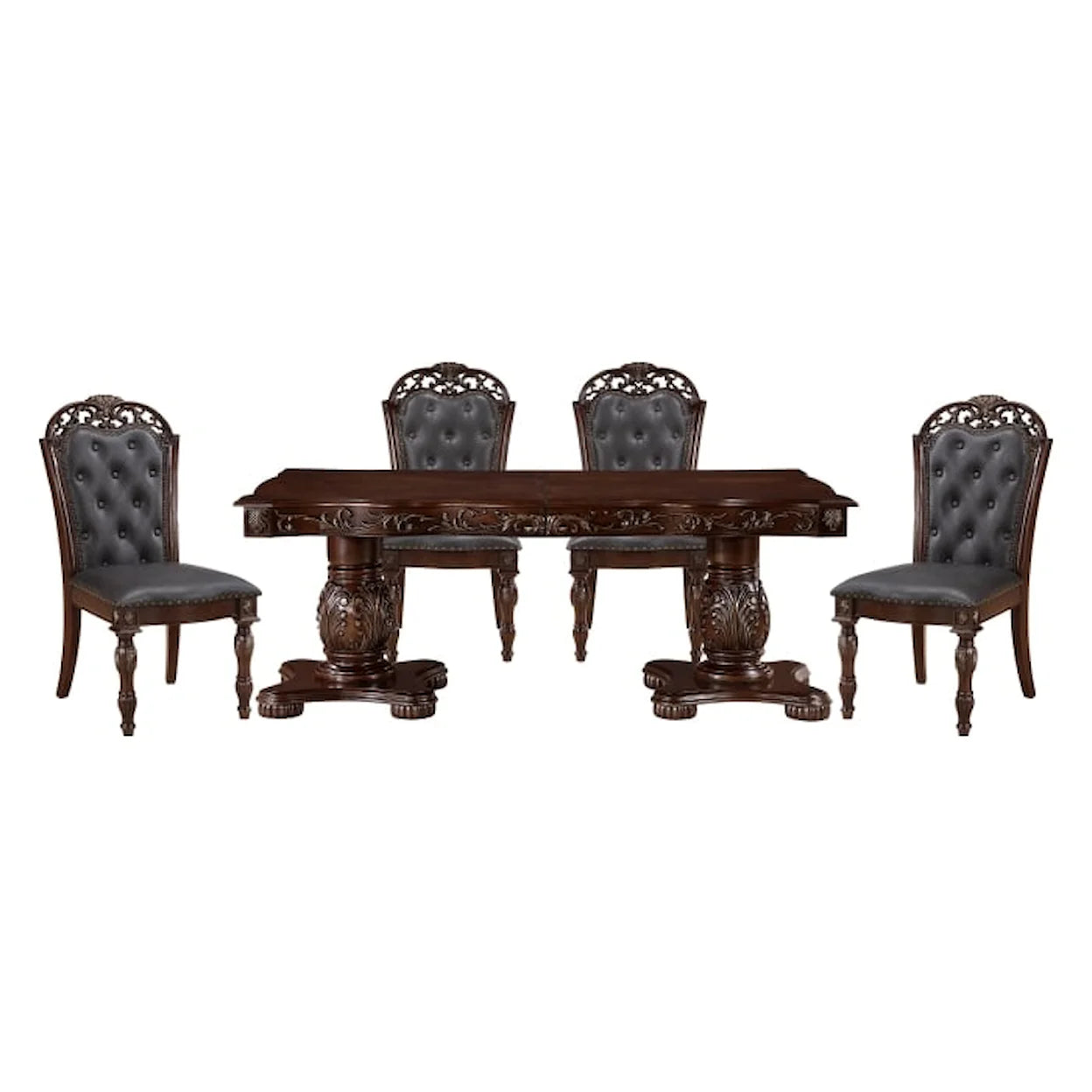 Adelina Cherry Birch Veneer Extendable 7pc Dining Room Set 1468