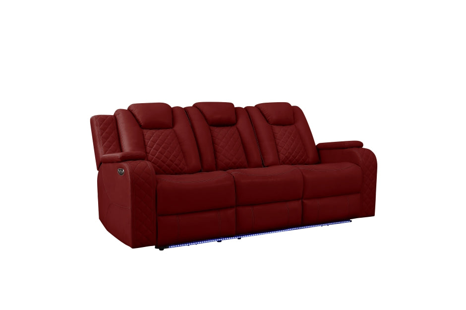 Radiant Burgundy Red POWER/LED/BLUETOOTH SPEAKERS Reclining Sofa and Loveseat SH8895