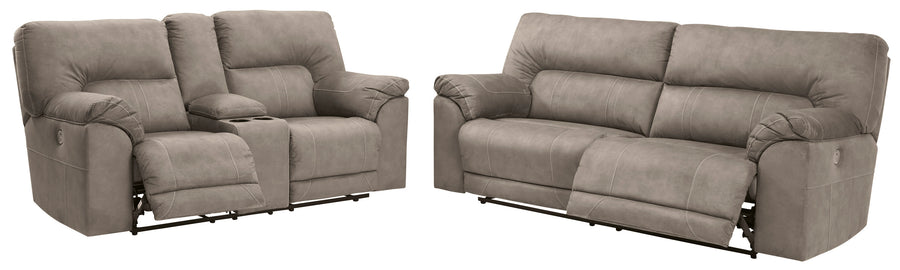 Cavalcade Slate POWER Reclining Sofa and Loveseat 77601