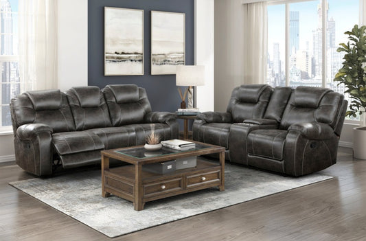 Gainesville Chocolate Microfiber Reclining Sofa and Loveseat 8560