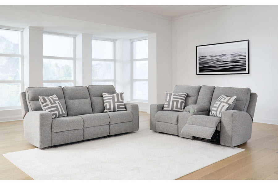 Biscoe Pewter Power Reclining Sofa and Loveseat 90503