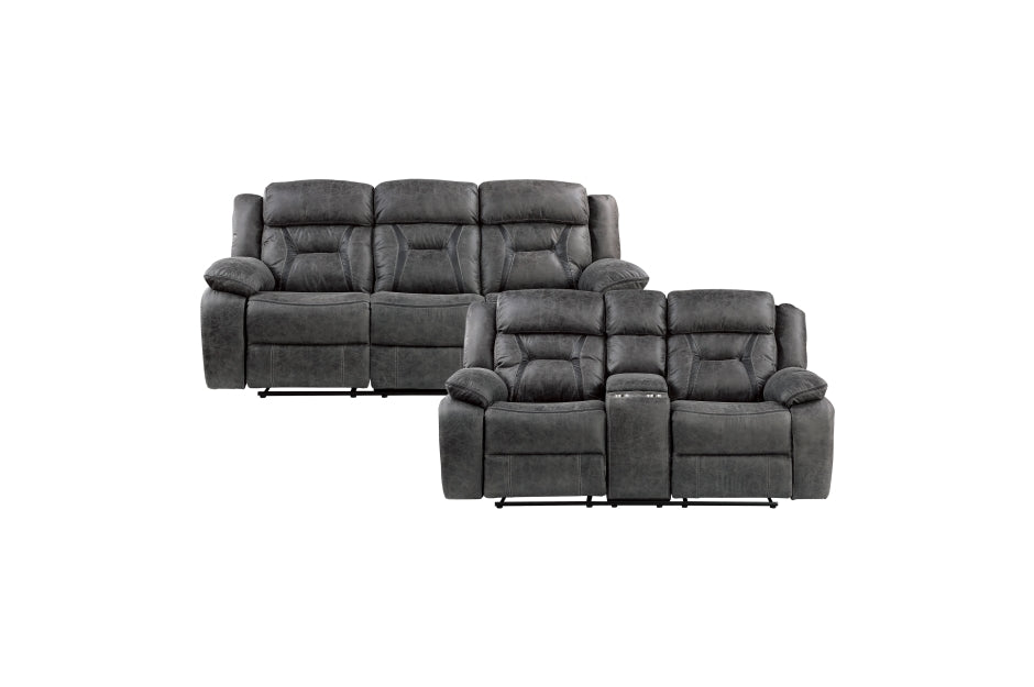 Madrona Hill  Gray Reclining Sofa and Loveseat 9989