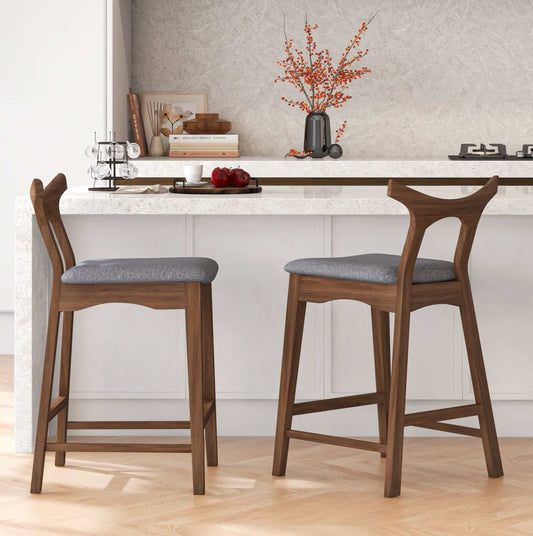 Hester Solid Wood Upholstered Square Bar Chair (Set Of 2)