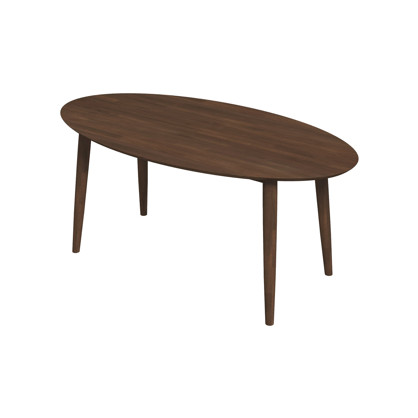 Ada Mid Century Modern Style Solid Wood Walnut Oval Dining Table