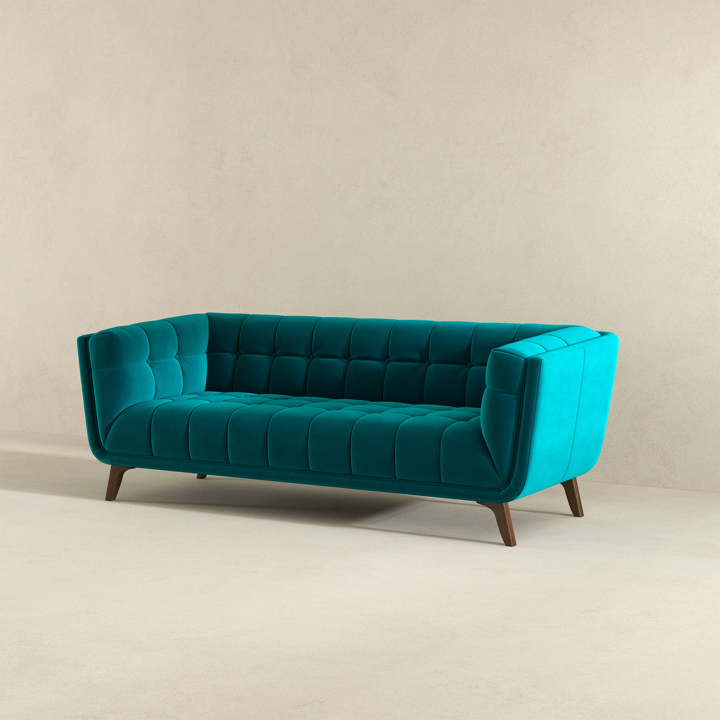 Addison 78" Teal Velvet Modern Sofa