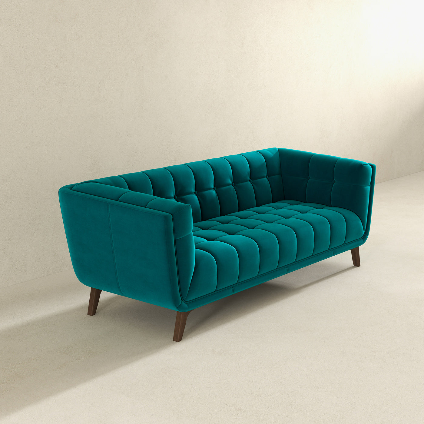 Addison 78" Teal Velvet Modern Sofa