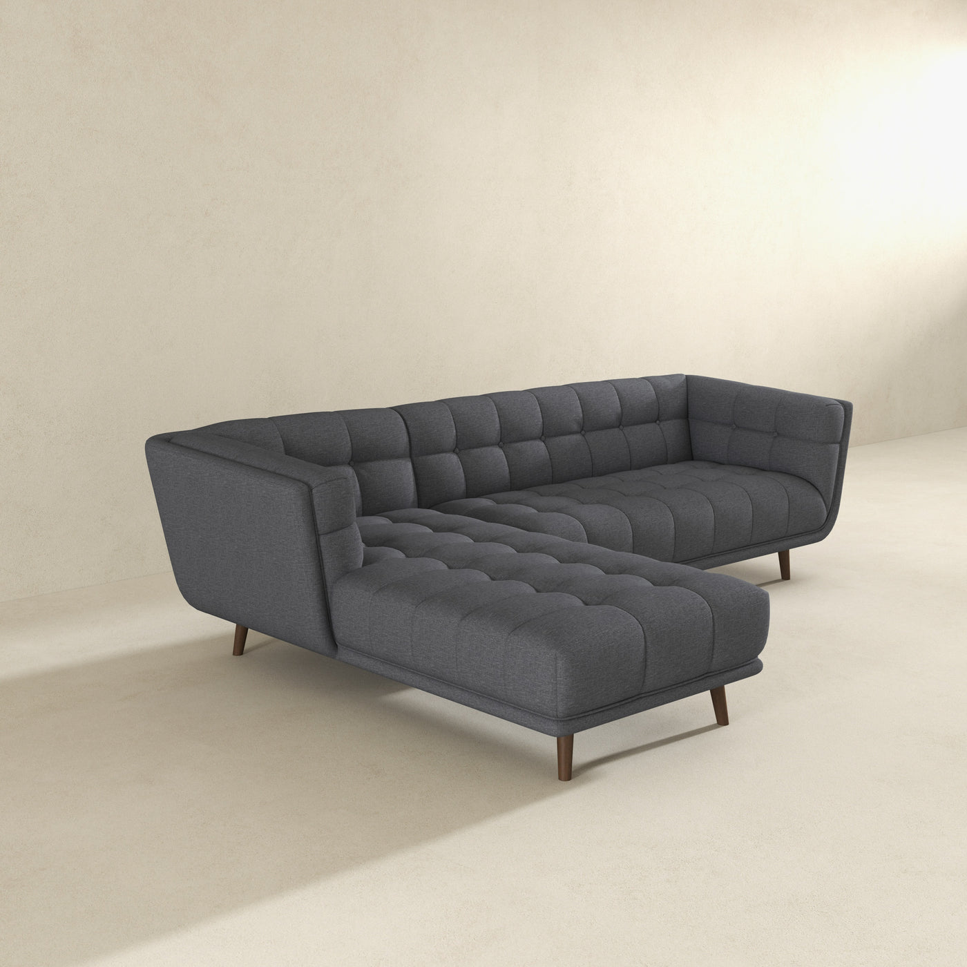 Addison 103" Left Sectional Ash Grey Fabric Sofa