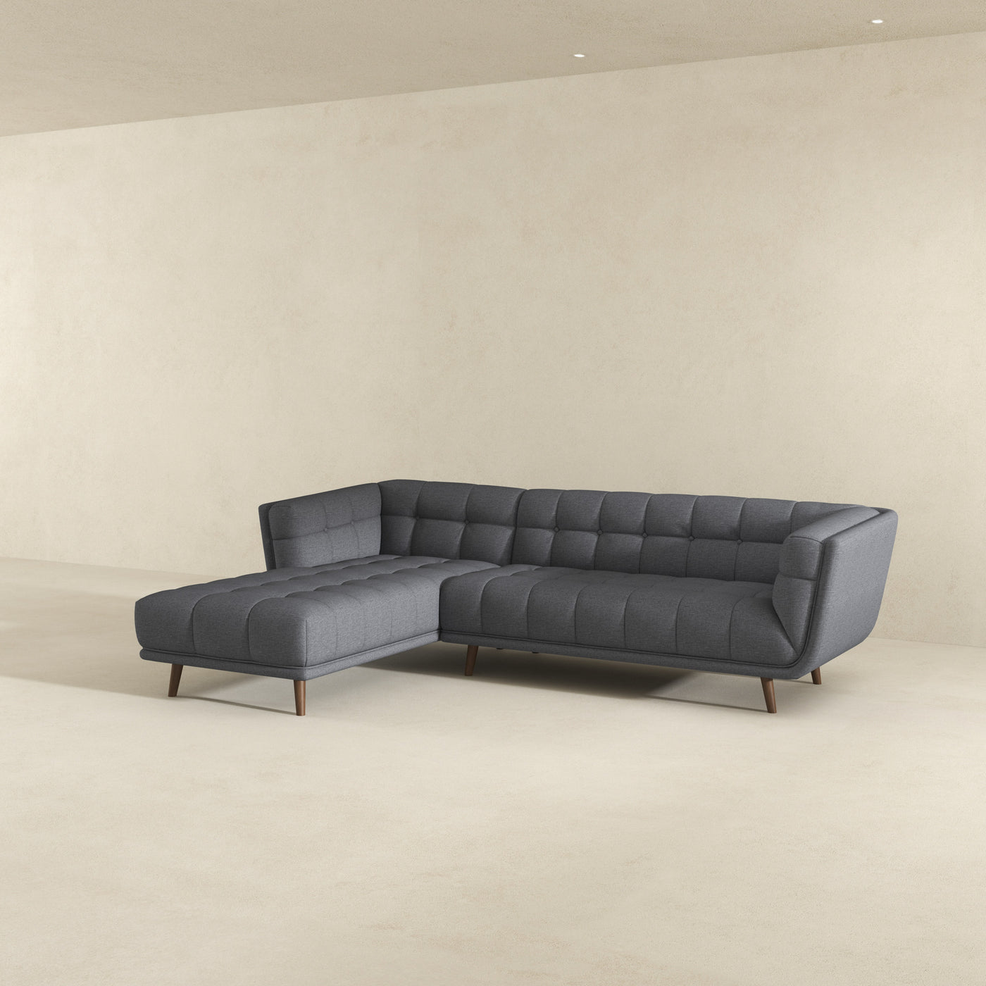 Addison 103" Left Sectional Ash Grey Fabric Sofa