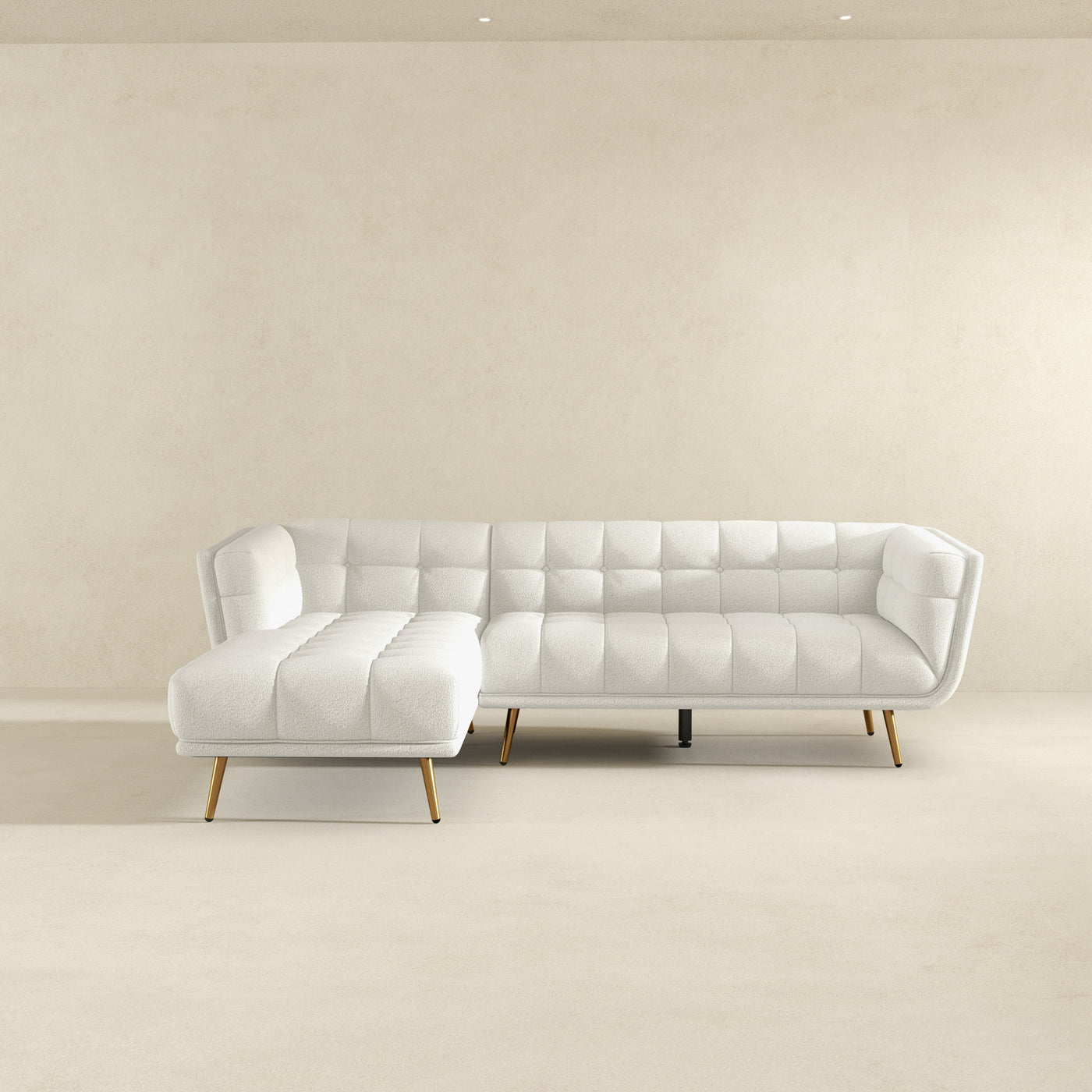 Addison 103" Left Sectional Cream Boucle Sofa