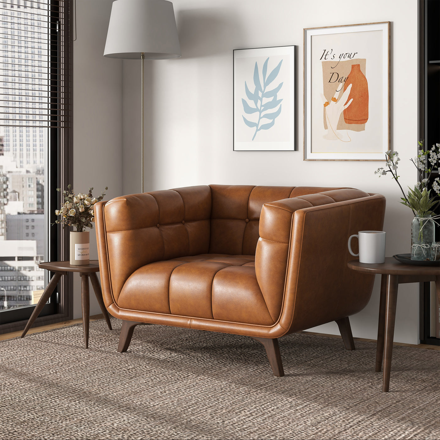 Addison Lounge Chair (Cognac Leather)