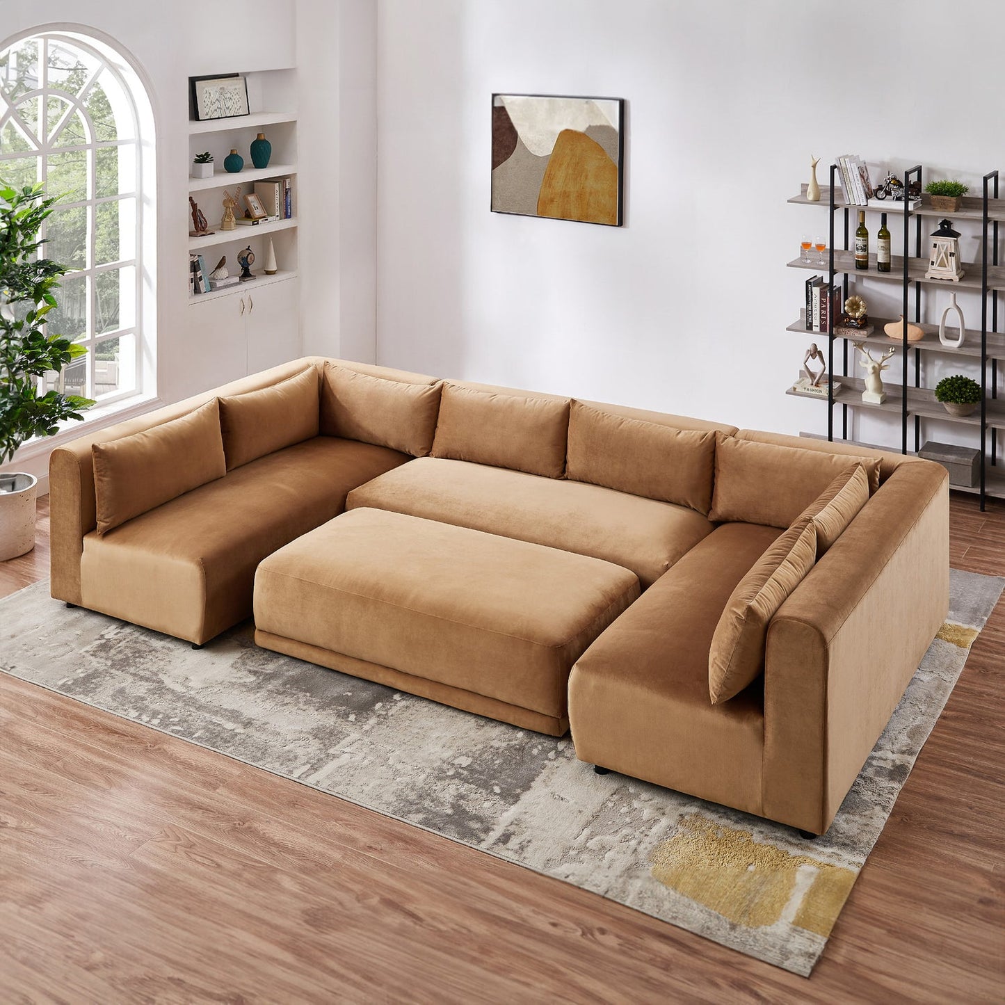 Aleny 140" Cognac Modular Corner Sectional