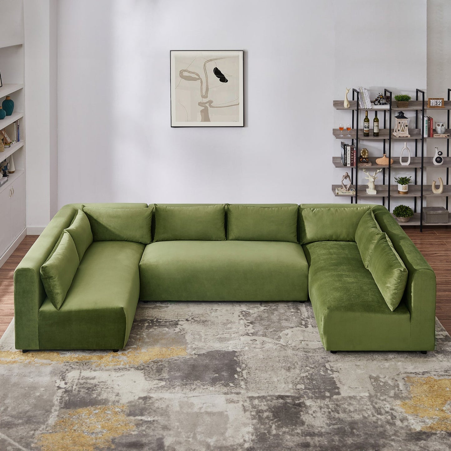 Aleny 140" Green Modular Corner Sectional