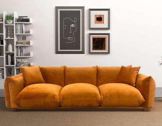 Arlo 100" Burnt Orange Velvet Sofa