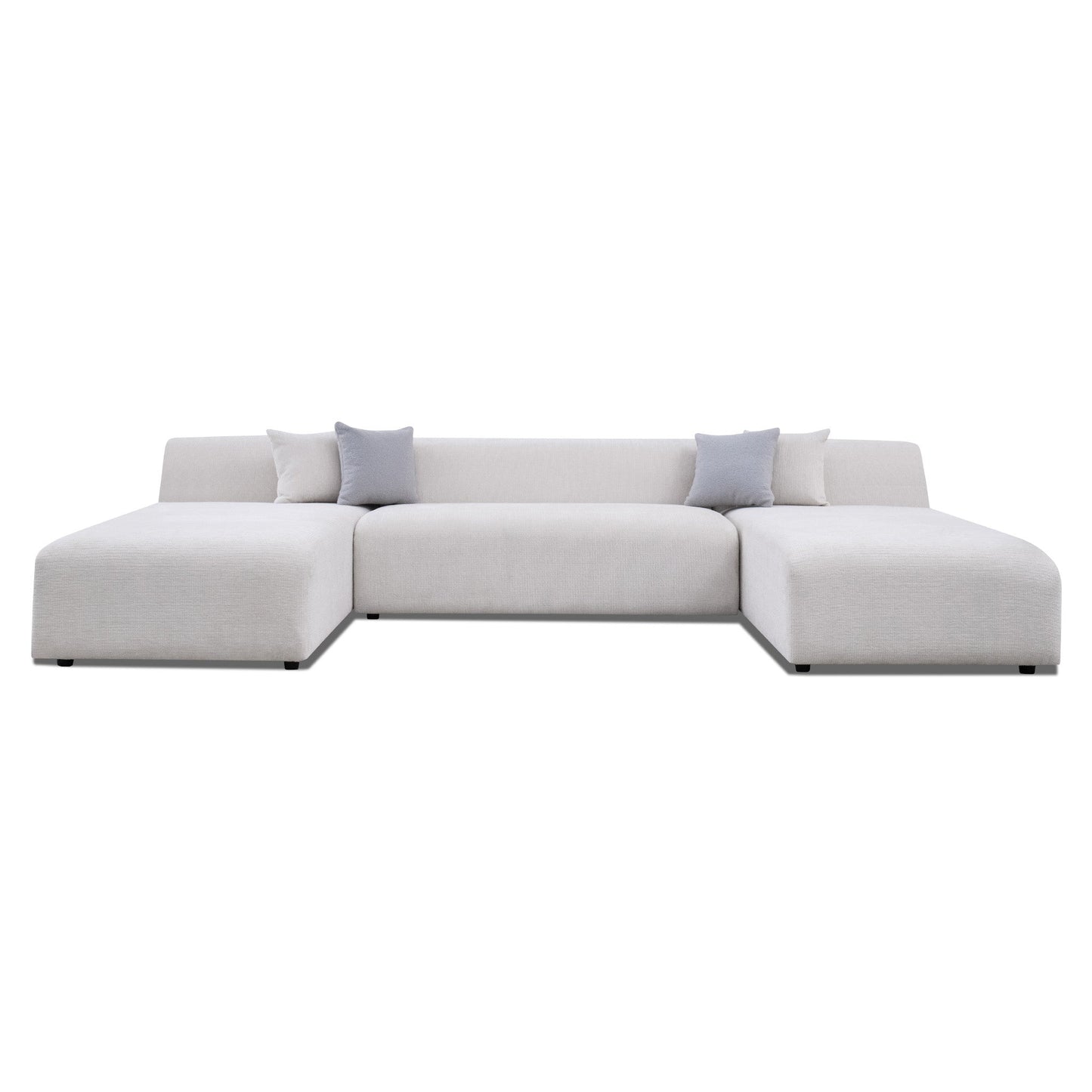 Audrey 140" Cream Chenille U Shape Corner Sofa