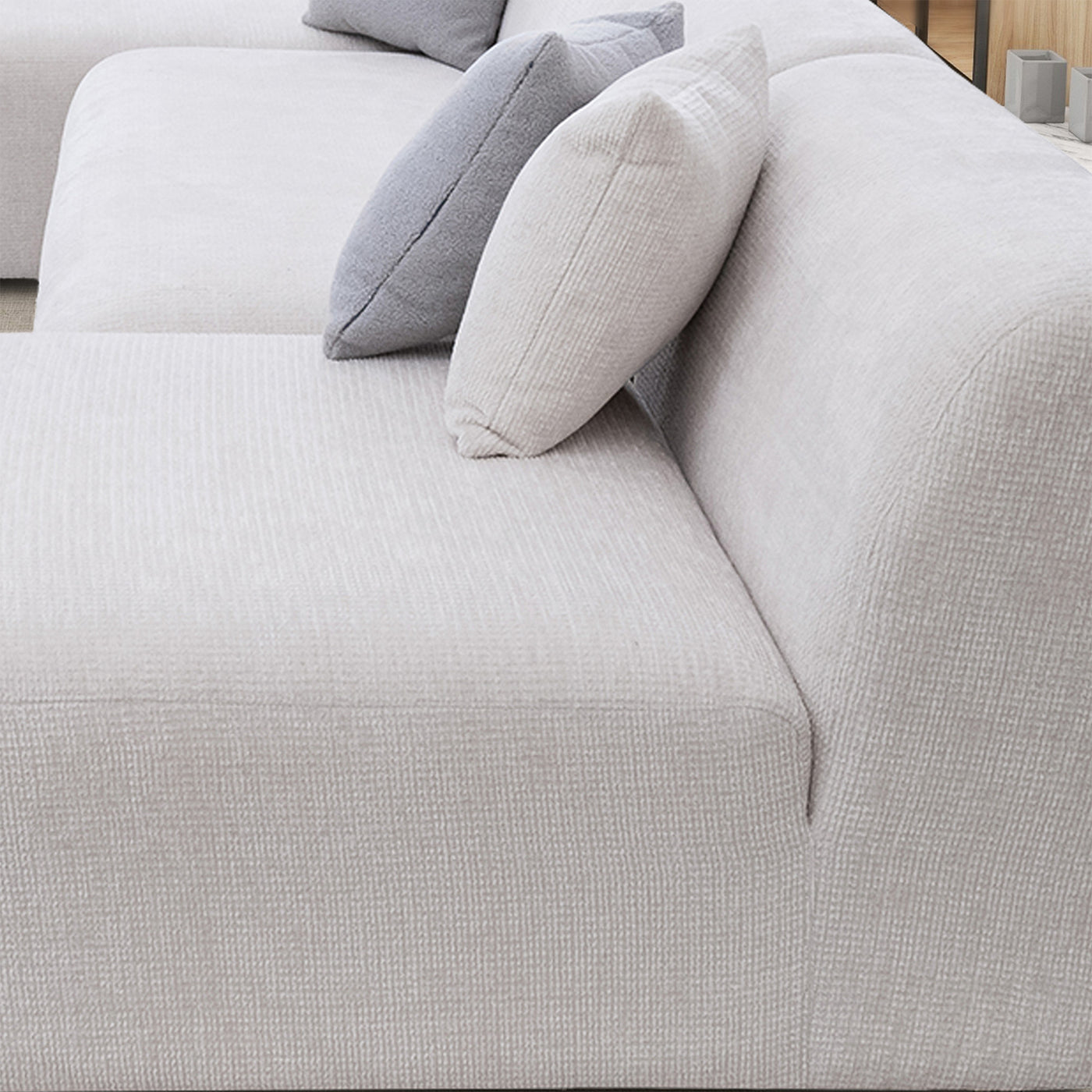 Audrey 140" Cream Chenille U Shape Corner Sofa