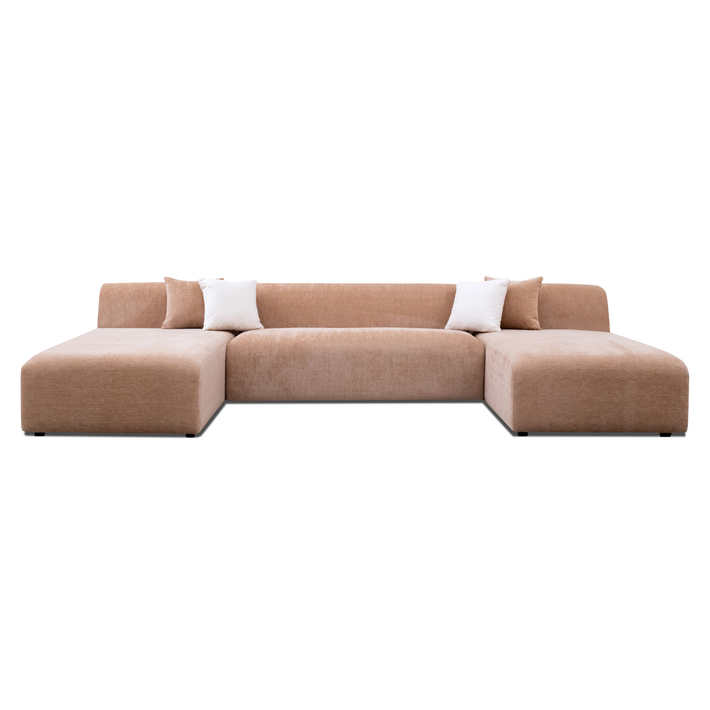 Audrey 140" Peach Chenille U Shape Corner Sofa