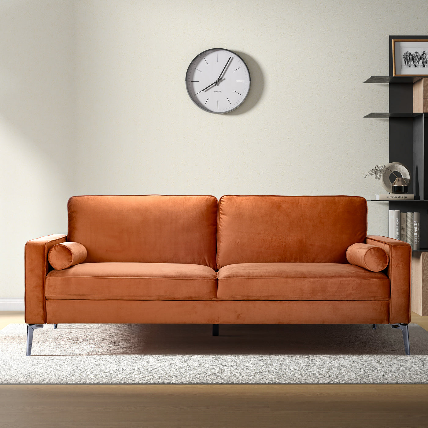 Axten 77" Orange Velvet Sofa