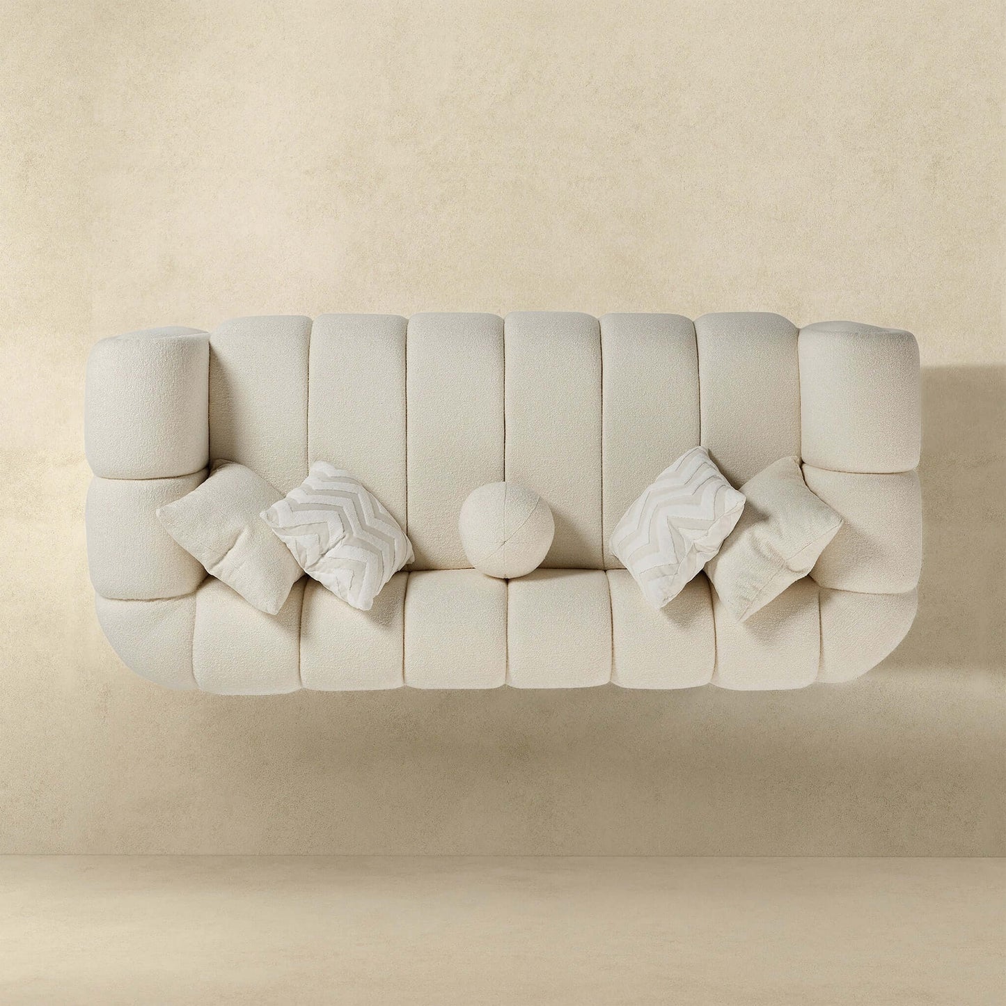 Beatrice 93" Modern Tufted Ivory Boucle Sofa