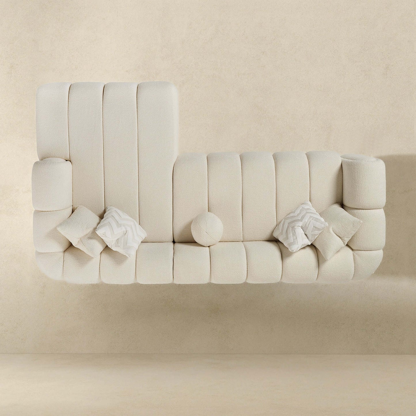 Beatrice 115" Modern Tufted Ivory Boucle Sectional Sofa