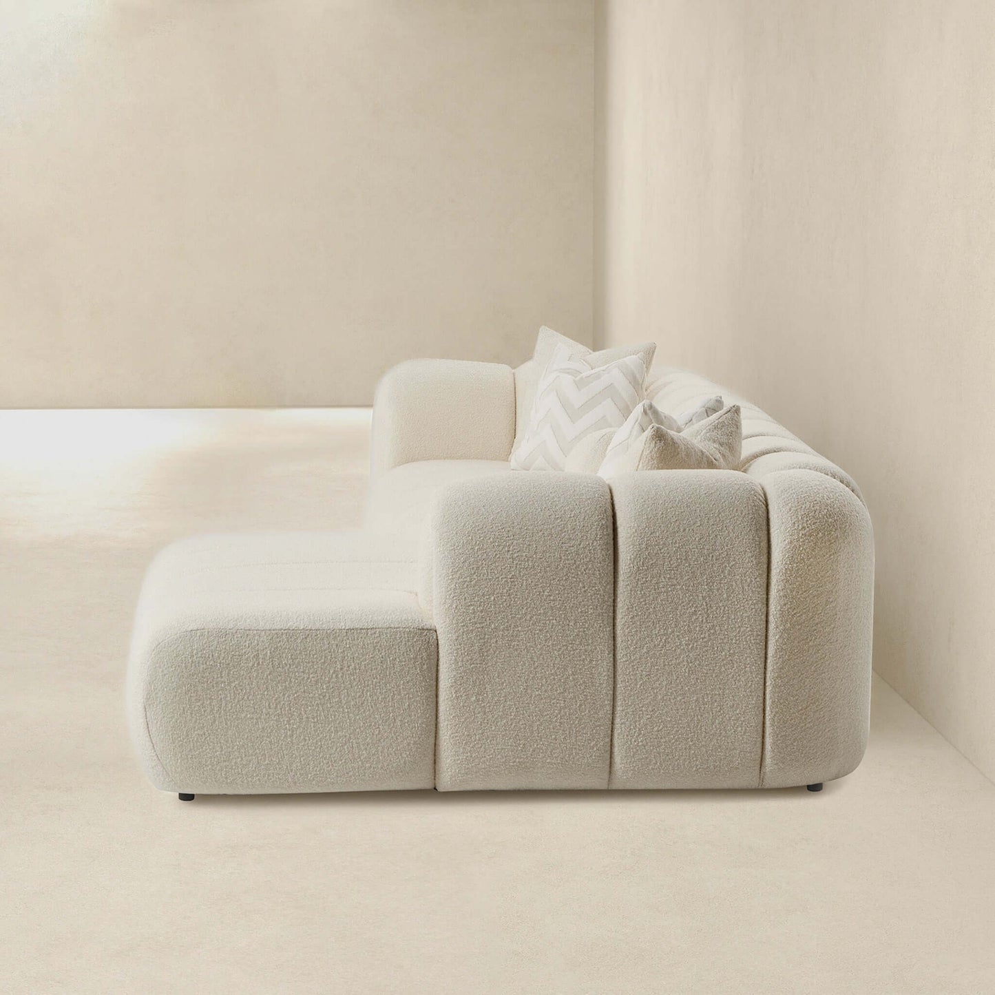 Beatrice 115" Modern Tufted Ivory Boucle Sectional Sofa