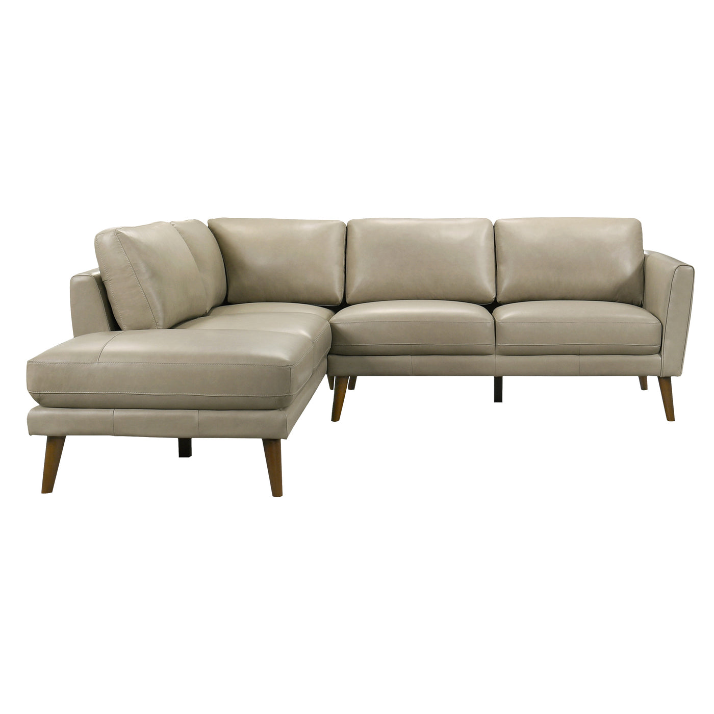 Benson 98" Beige Leather Sectional Sofa Left Facing Chaise