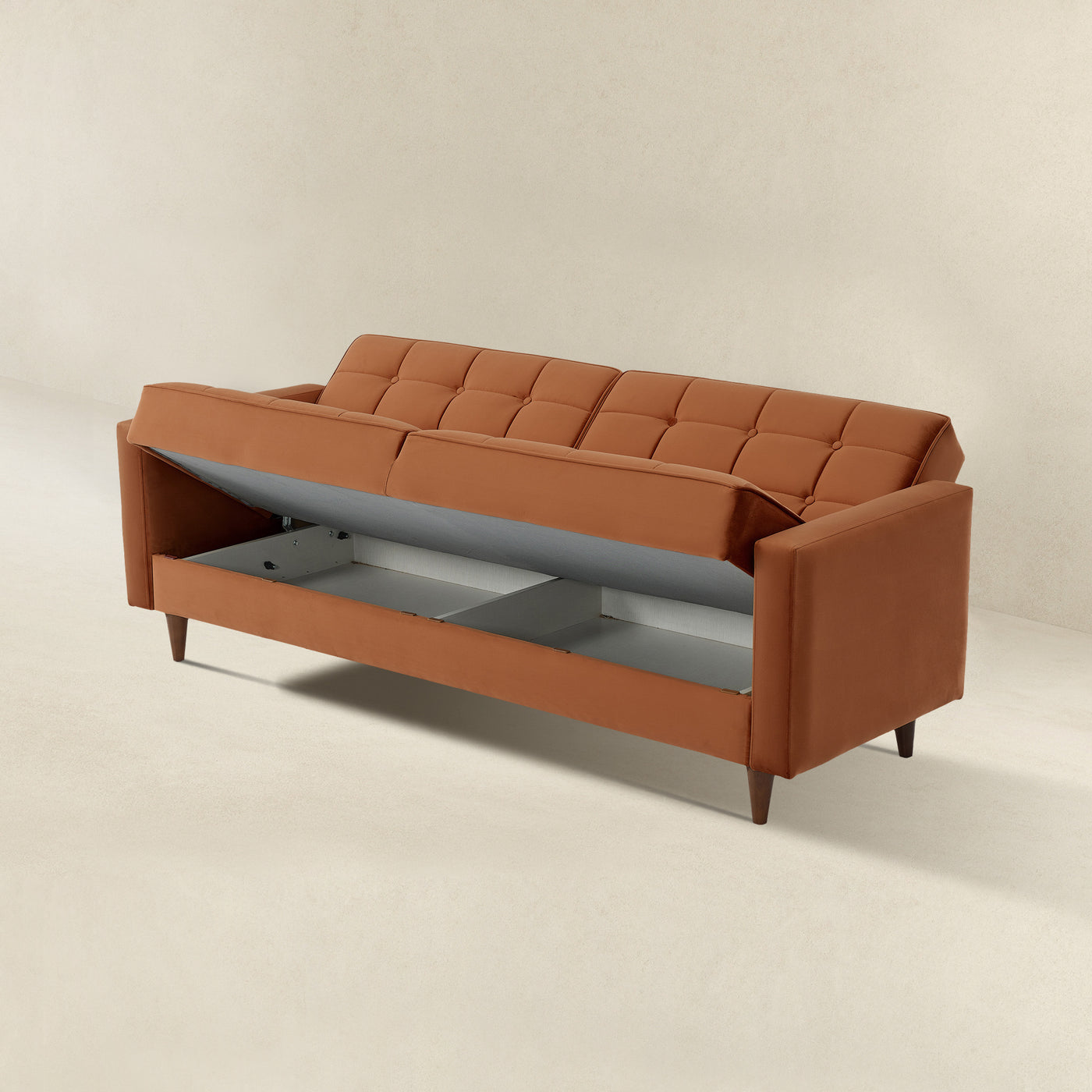 Benara 84" Burnt Orange Velvet Sleeper Sofa