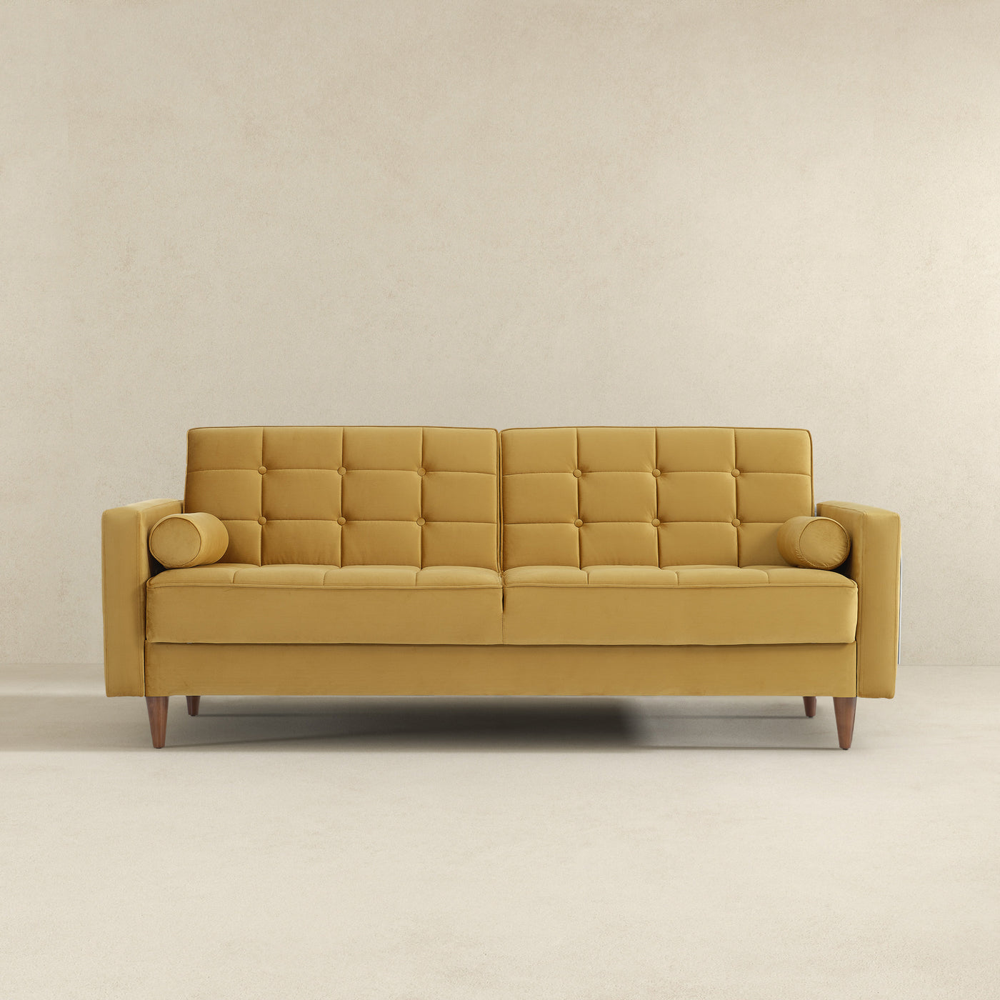 Benara 84" Yellow Velvet Sleeper Sofa