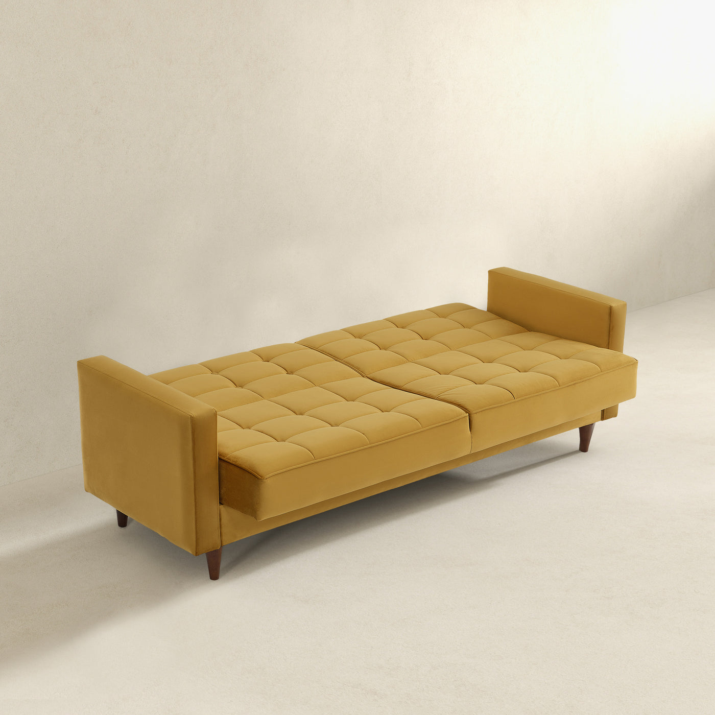 Benara 84" Yellow Velvet Sleeper Sofa