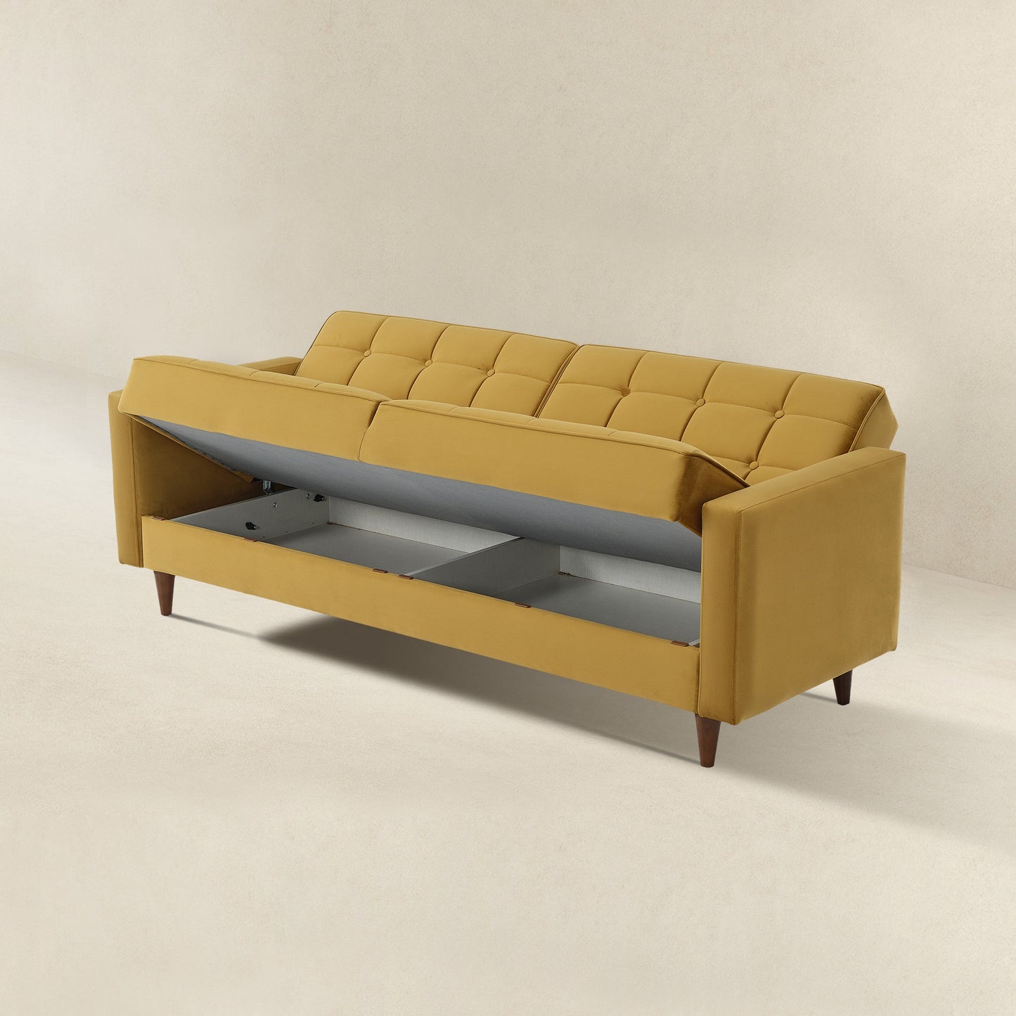 Benara 84" Yellow Velvet Sleeper Sofa