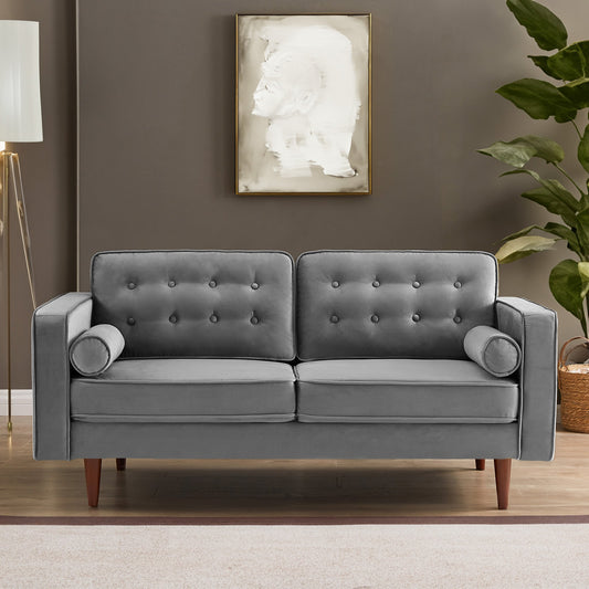 Casey Grey Velvet Loveseat