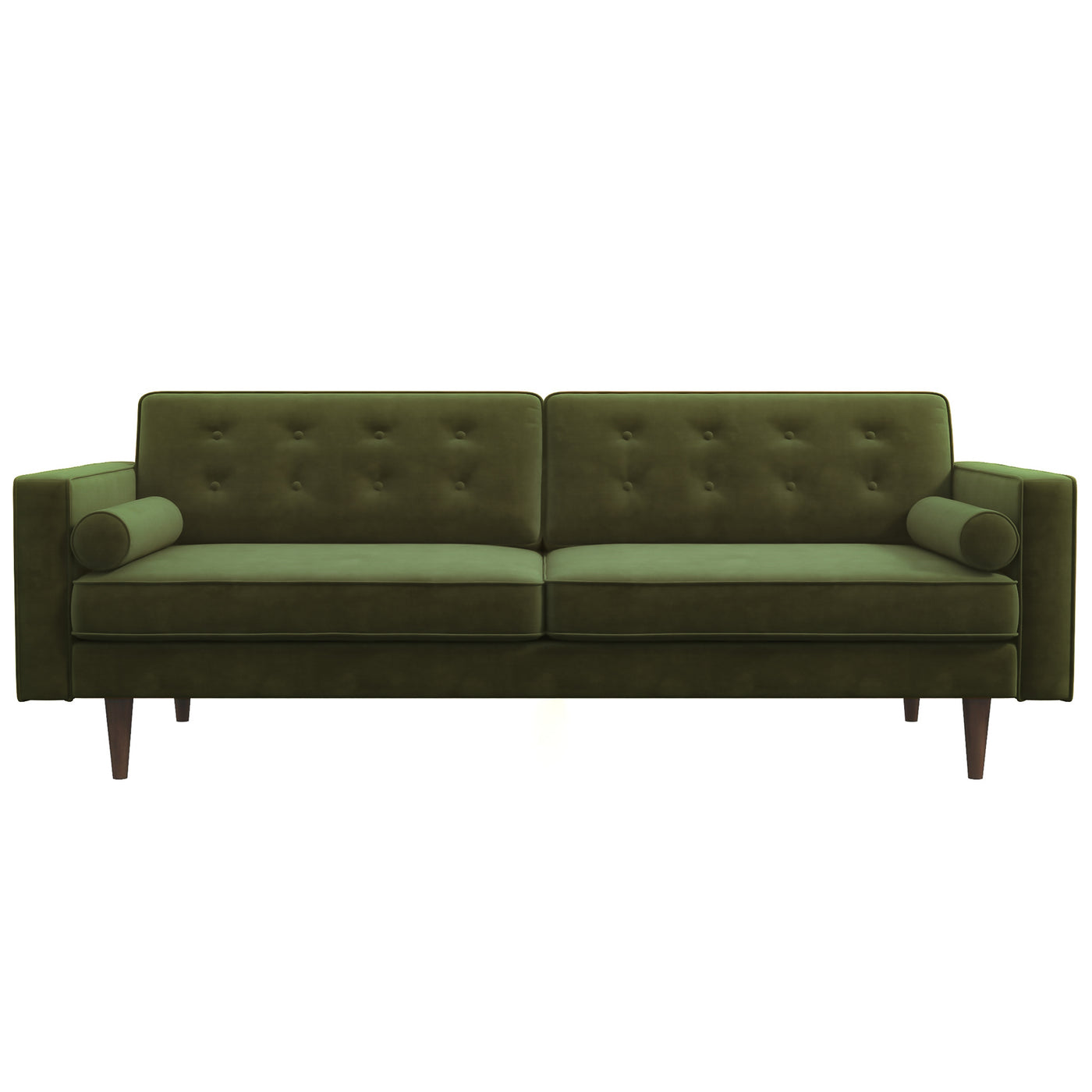 Casey 84" Mid-Century Modern Green Velvet Sofa