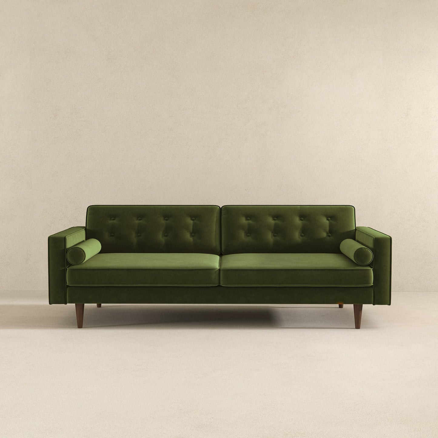 Casey 84" Mid-Century Modern Green Velvet Sofa