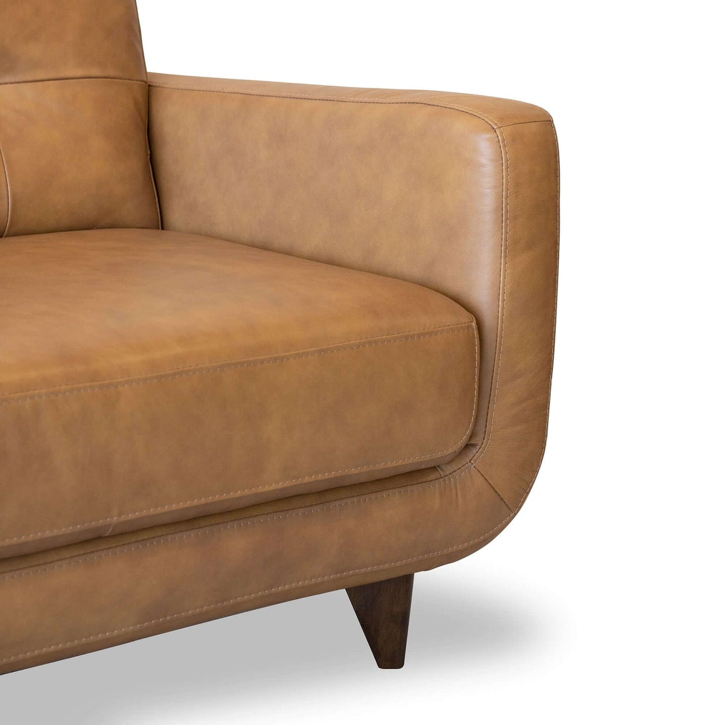 Allison Tufted Back  Tan Genuine Leather Sofa