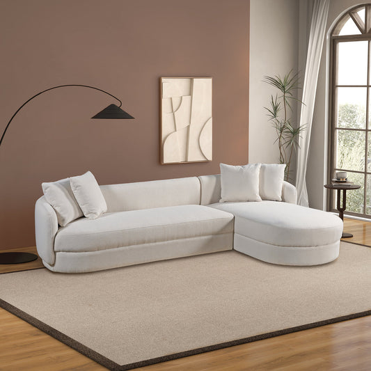 Chandler 118" Cream Boucle Right Sectional Sofa