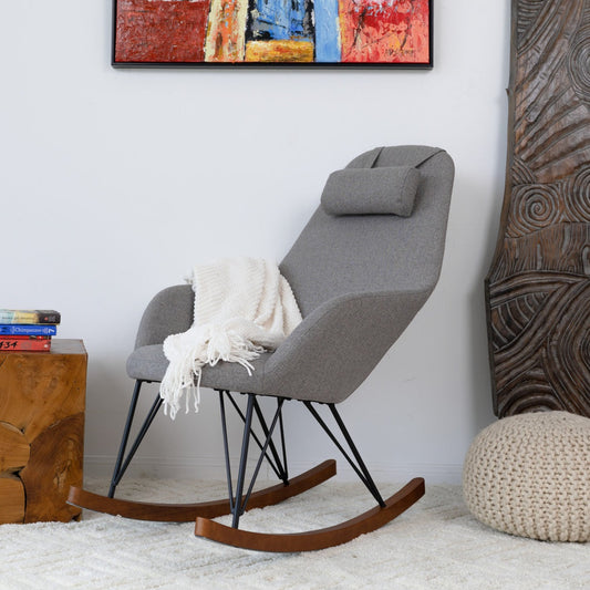 Chloe Grey Mid Century Modern Rocker Chair