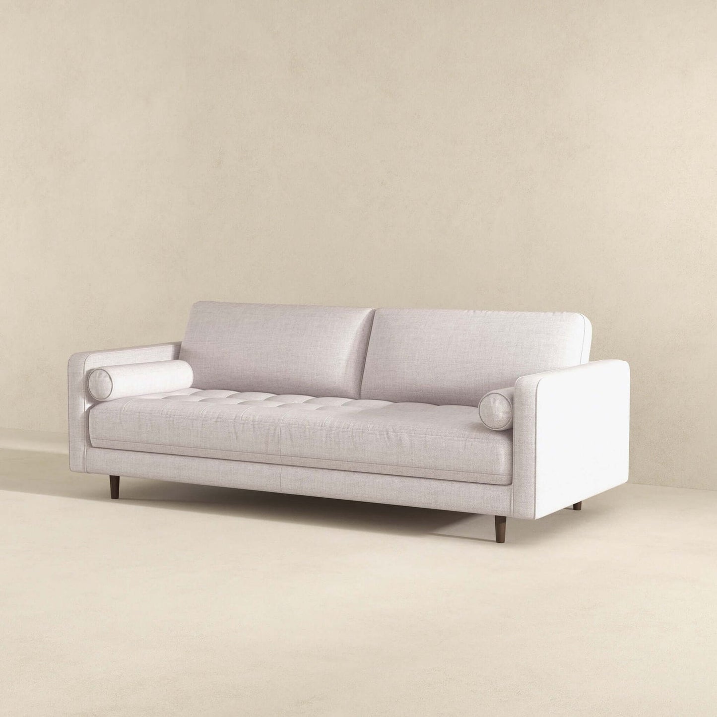 Anthony 88" Mid-Century Modern Beige Linen Sofa