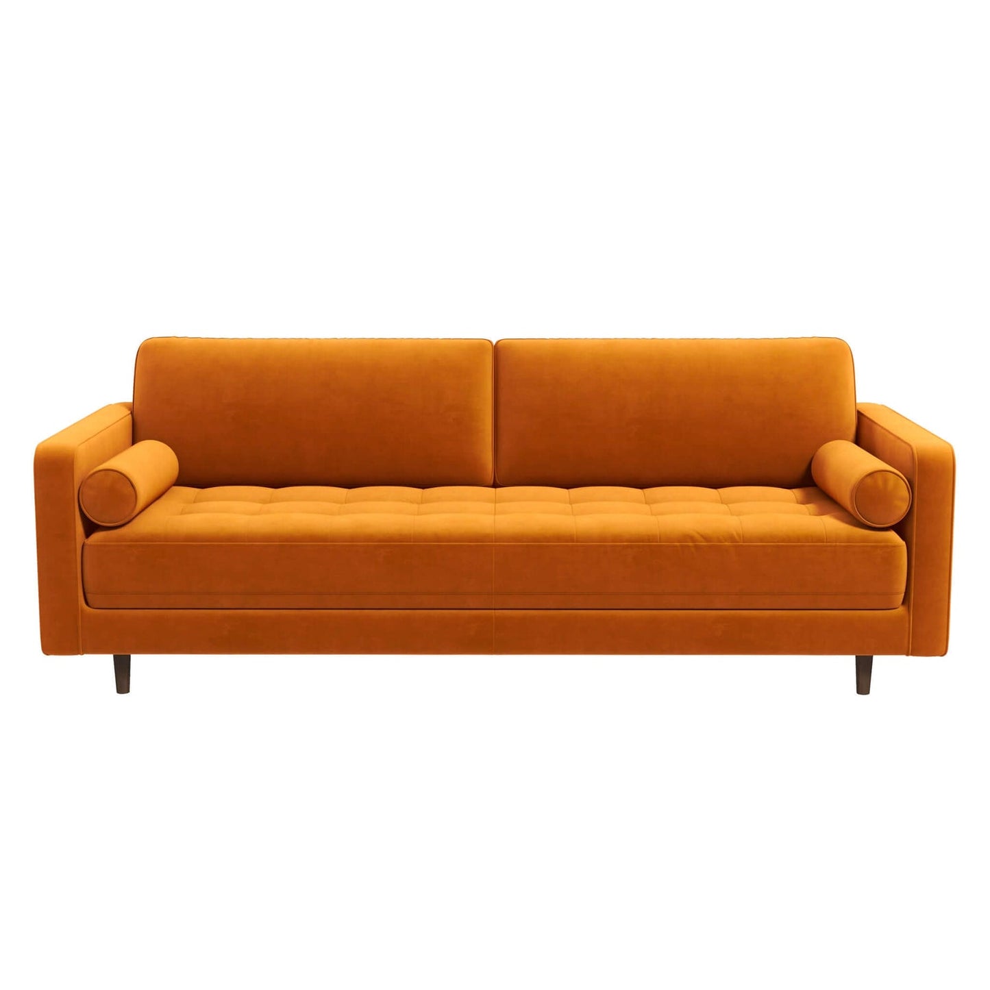 Anthony 88" Mid-Century Modern Burnt Orange  Velvet Sofa