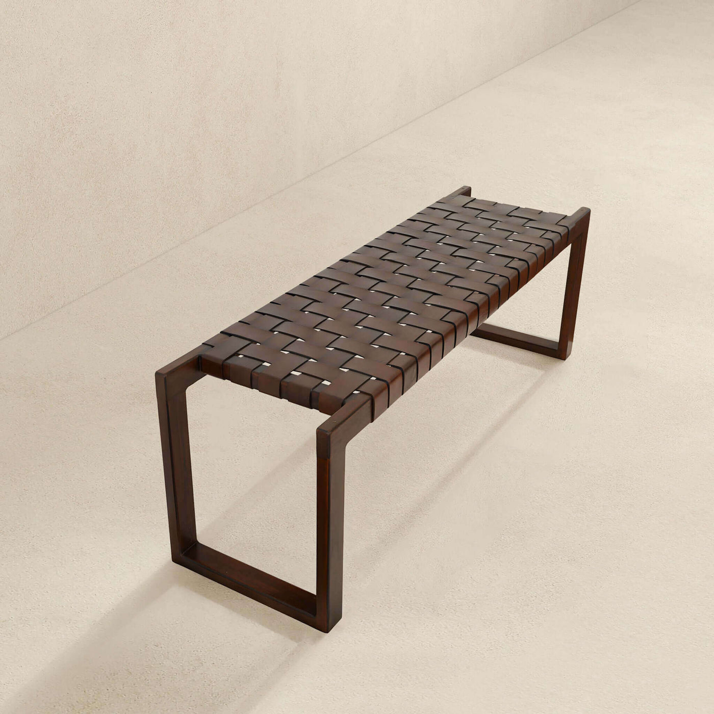 Christina Cognac Leather Bench