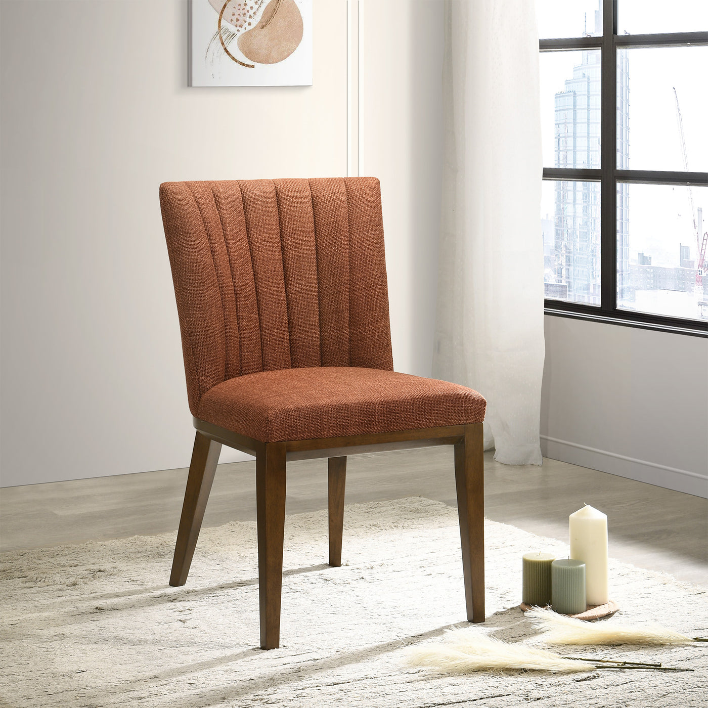 Elmwood Orange Fabric Dining Chair (Set Of 2)